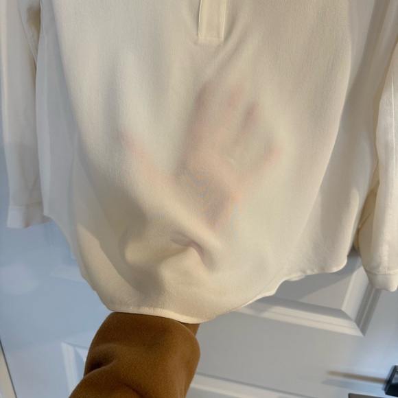 Lafayette 148 New York White Crepe Silk Blouse with Pockets - Picture 8 of 12